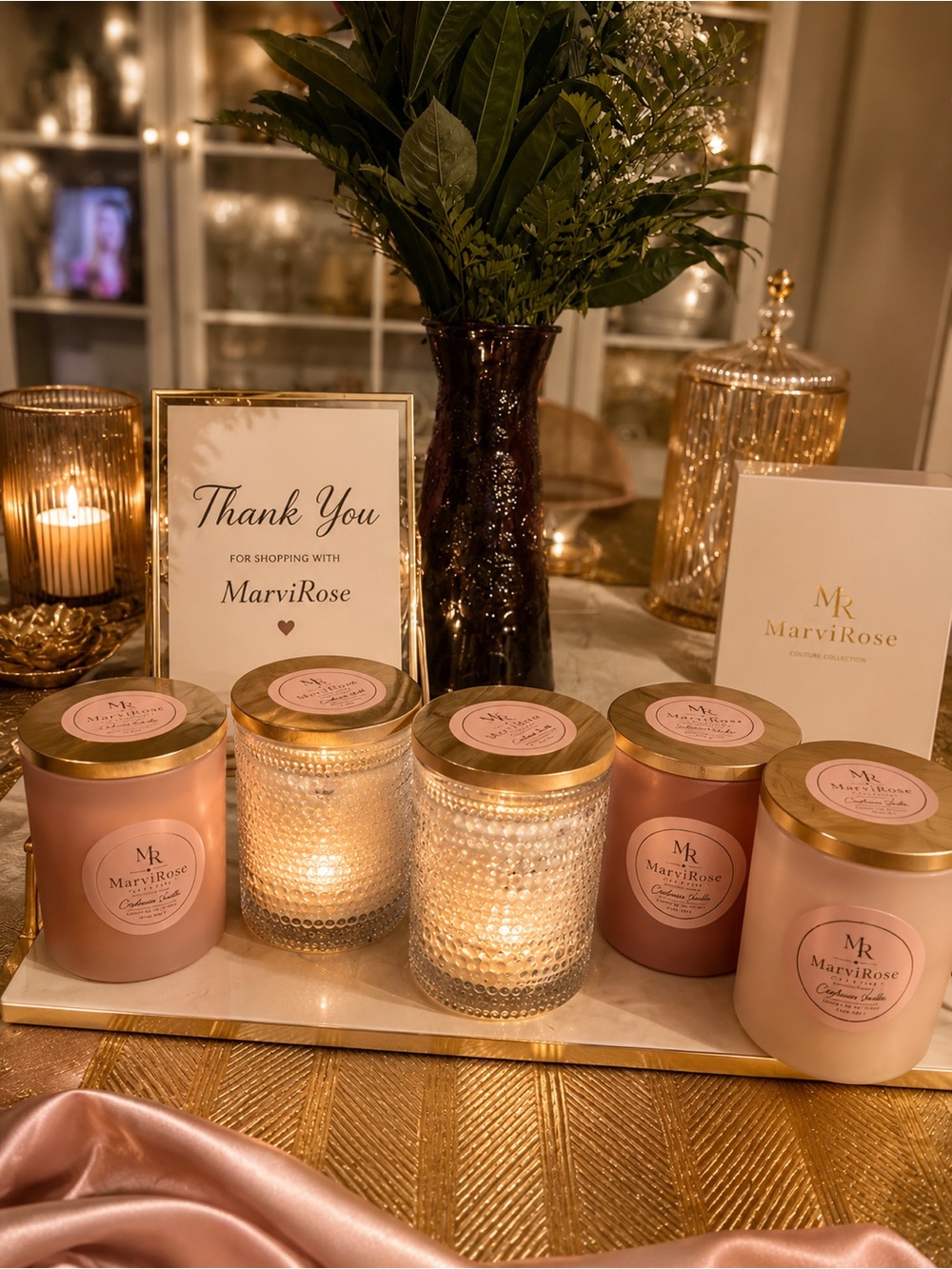 Pink & Gold Luxury Scented Candle Collection